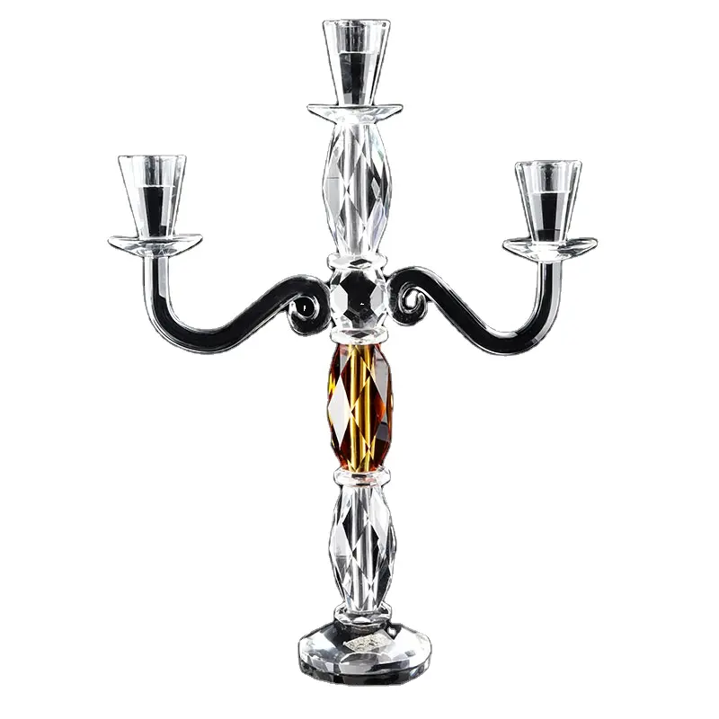 Manufacturer custom crystal candlestick autonomous dining light candle holder simple exquisite cheap crystal candlestick
