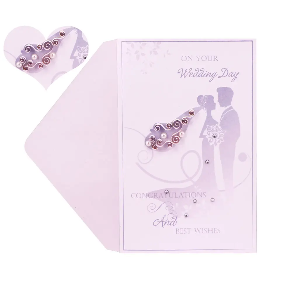 WINPSHENG handmade printing quilling wedding invitation card with hot foil design