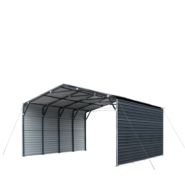Garajes de metal planos para exteriores, garaje portátil de 20x20 pies para estacionamiento de coches