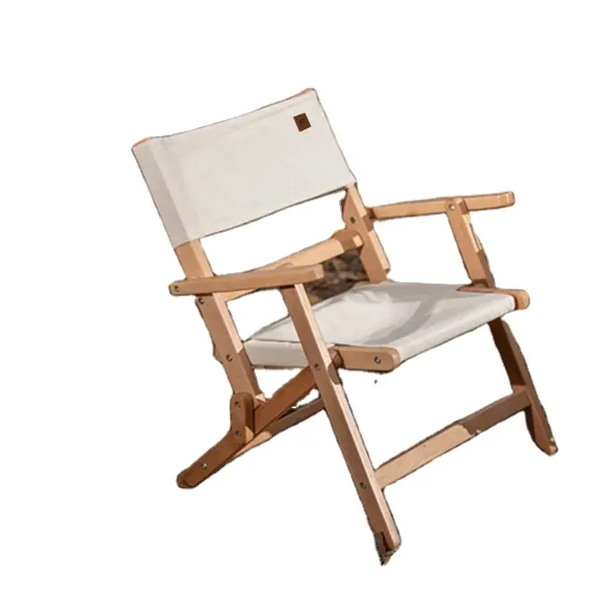 Chaise pliante en bois, siège d'extérieur, de pêche ou de Camping, robuste, pouvant supporter une charge maximale, à quatre coins, Logo personnalisé