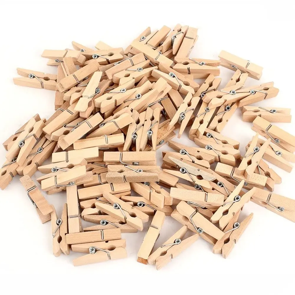 Mini Wooden Clothespins for Photos Pictures Crafts Color Close Birch Wood Clothing Clip Decorative Pegs