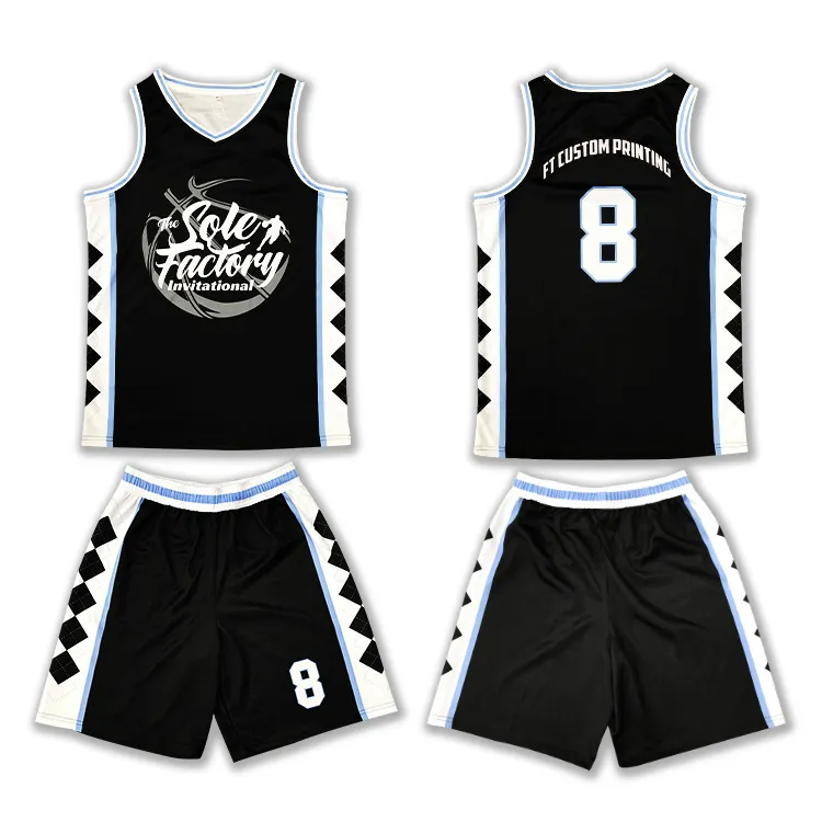 Custom Basketball Jersey Suit Design Your Team Logo Number Sublimation Mesh Basketball Uniform