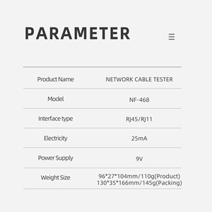 NF-468 Network Cable Tester RJ45/RJ11 Cable Cat-<strong>5</strong>/Cat-6 UTP Wire Line Tester NetWork Tool Multifunctional Automatic <strong>Test</strong> - Product Image 4