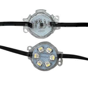 UCS2904 <strong>IC</strong> RGBW <strong>LED</strong> <strong>Pixel</strong> <strong>Module</strong>;DC24V 20pcs/set 40mm Diameter,IP68;1.8W;IP68 Rated;black Wire;20cm Wire Spacing;clear Flat case - Product Image 1