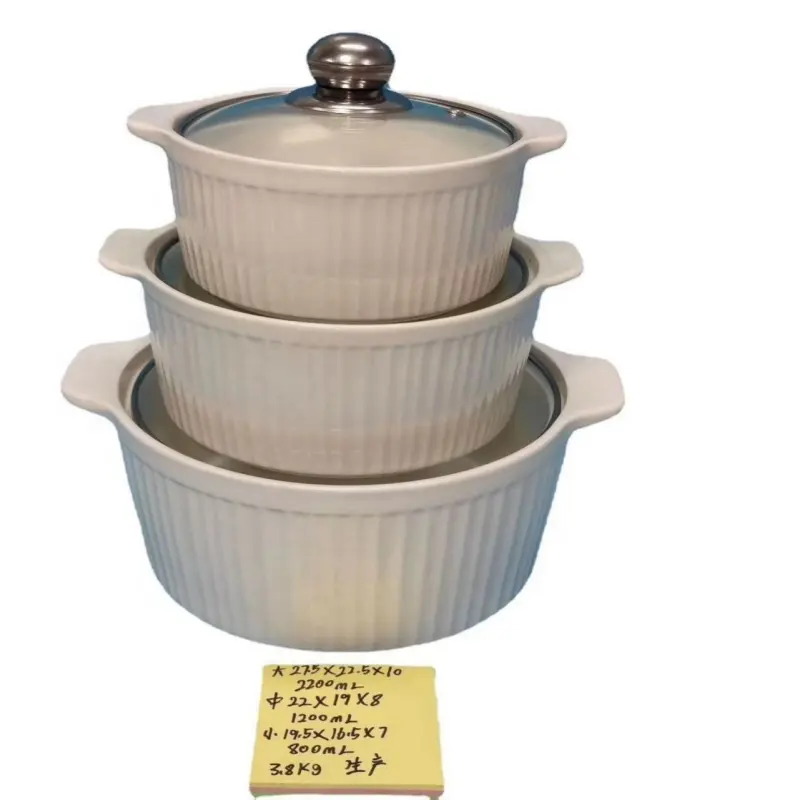 Bulk atacado talheres cerâmica sopa tigela com tampa 3pcs set doméstico porcelana sopa pote