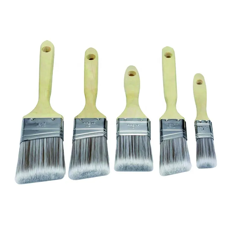 5 Sizes Angle Paint Brush with Wooden Handle Tapered Metal Ferrule for Home Decoration