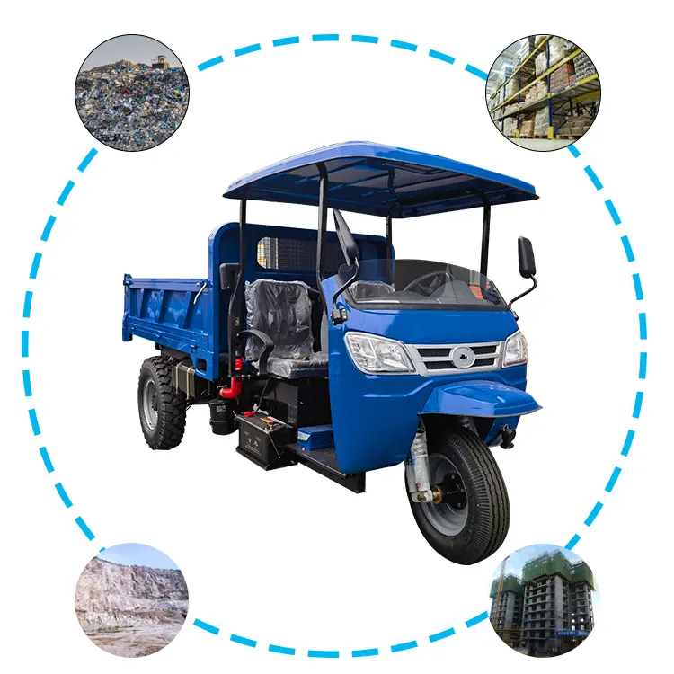 Şantiye taşıma DAMPERLİ KAMYON çiftlik mal Handcarts kargo için üç tekerlekli damper Motor üç tekerlekli bisikletler