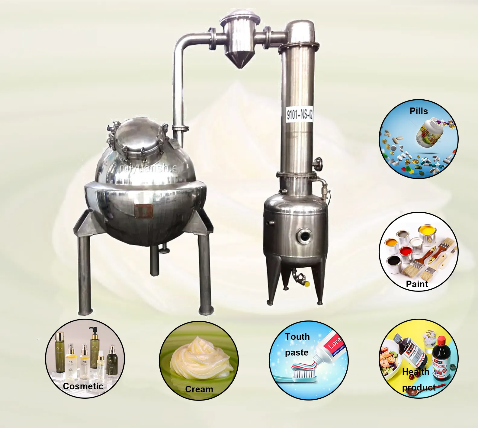Fabbrica cinese venditore colonna di distillazione olio/latte/succo evaporatore sistema di recupero solvente 200 L