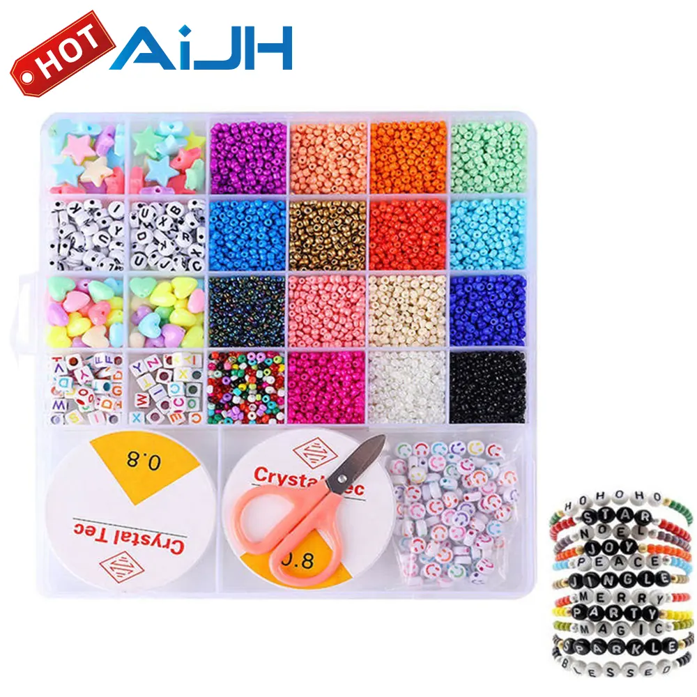 AiJH DIY pulsera de cuentas Diseño y crear hermosas pulseras collares anillos collar conjunto decorativo cuentas Kit de fabricación de joyas