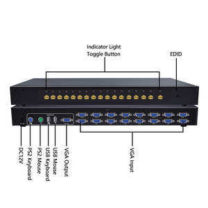 PINWEI 1080P 16 <strong>Input</strong> <strong>1</strong> <strong>Output</strong> 16x1 VGA <strong>KVM</strong> Switcher 16 Port VGA <strong>Switch</strong>