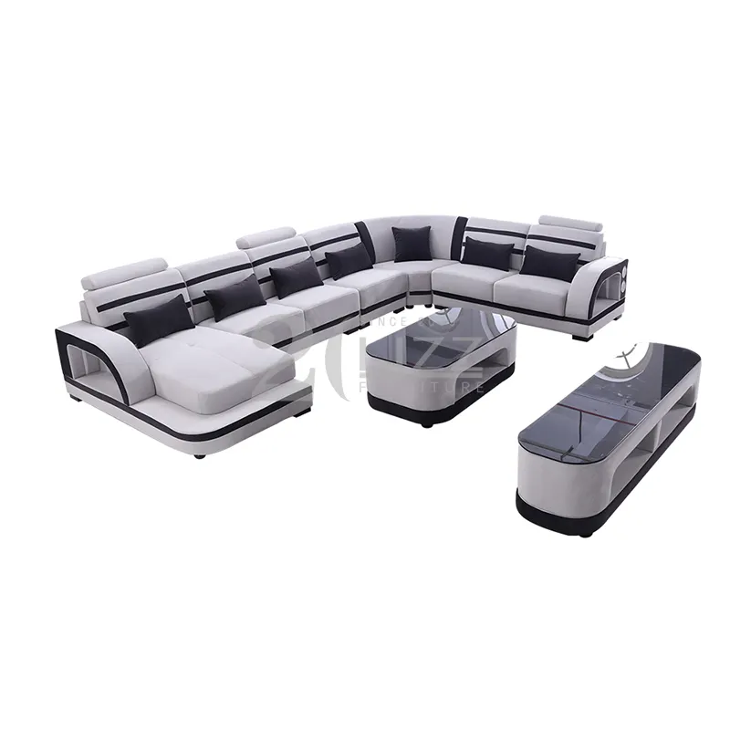 Divan-canapé d'angle moderne en tissu, avec haut-parleur et prise USB, meubles de salon, maison