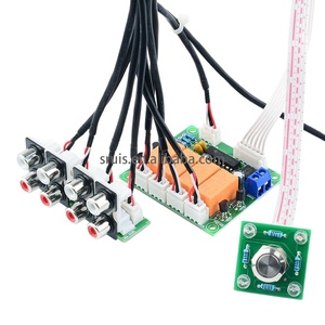 AC/DC <strong>4</strong> <strong>Input</strong> <strong>1</strong> <strong>Output</strong> Audio <strong>Input</strong> Signal Selector Relay Board Stereo Signal Switching Amplifier Board RCA for Speakers
