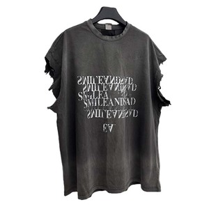 Áo thun nam <span class=keywords><strong>Finch</strong></span> Garment in theo yêu cầu, chất liệu 100% cotton, kiểu dáng xẻ gấu thô, không tay, kiểu dáng cũ kỹ, in hình mùa hè - Product Image 4