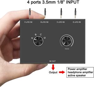 4 Ports 3.5mm Stereo <strong>Audio</strong> Switcher 4 Way Stereo <strong>Audio</strong> Selector 4 <strong>Input</strong> <strong>1</strong> <strong>Output</strong> /<strong>1</strong> in 4 Out <strong>Audio</strong> <strong>Splitter</strong> with Volume Control