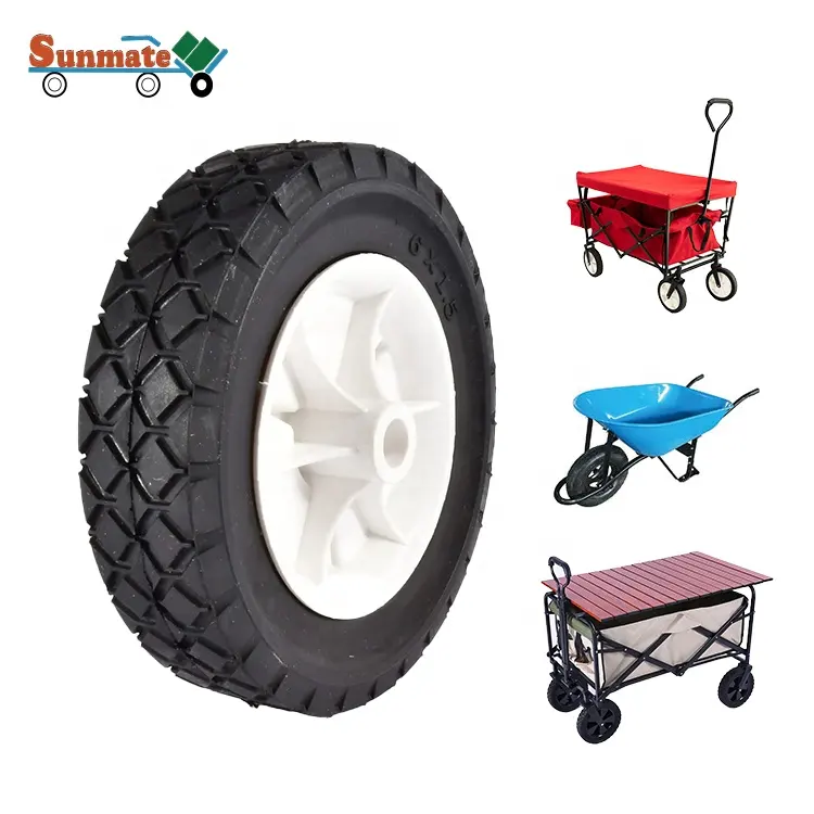 High Quality 5 6 7 8 9 10 Inch White Black Plastic Hub Rubber Wheel For Wheelbarrow Hand Cart Trolley