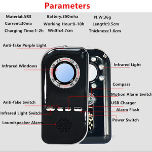 RF tarayıcı K300 seyahat kolay kullanım otel koruma Anti-casus gizli kamera alarmlı dedektör kızılötesi USB şarj izleme - Product Image 5