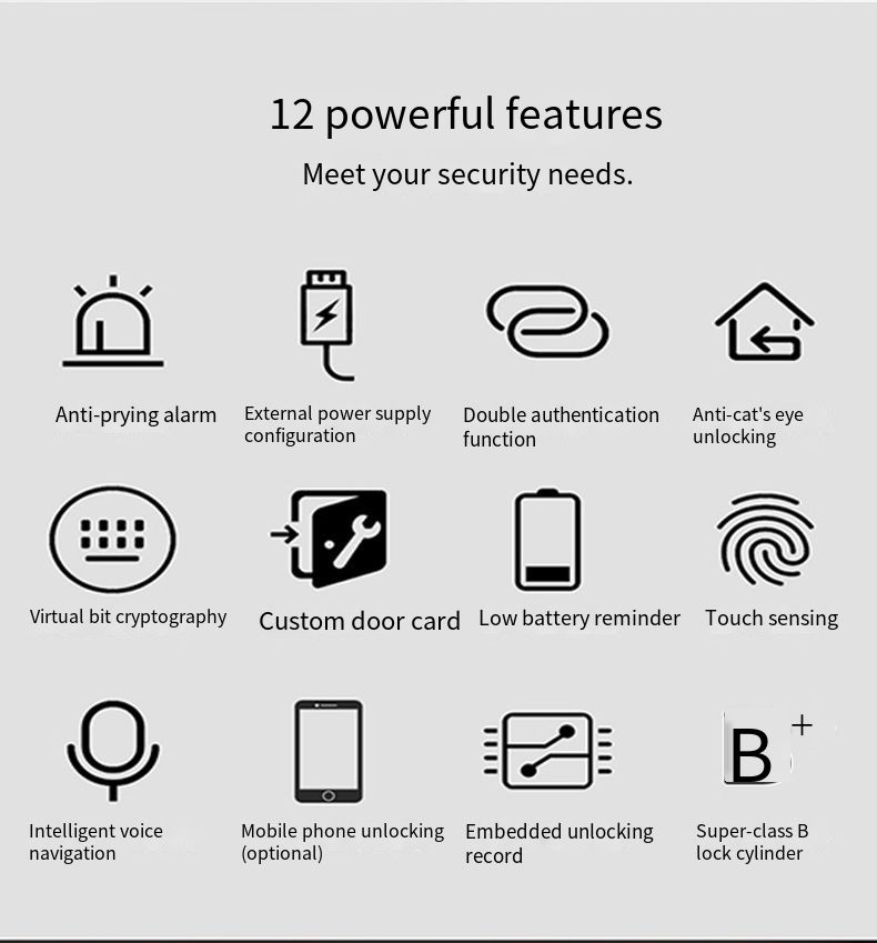 Intelligent door lock hierarchical smart management touch sensing unlocking record multiple verification safety fingerprint lock