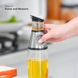 Toptan temizle cam ölçülen yağ ve sirke dağıtıcı şişe mutfak basın ve ölçü zeytinyağı konteyner - Product Image 3