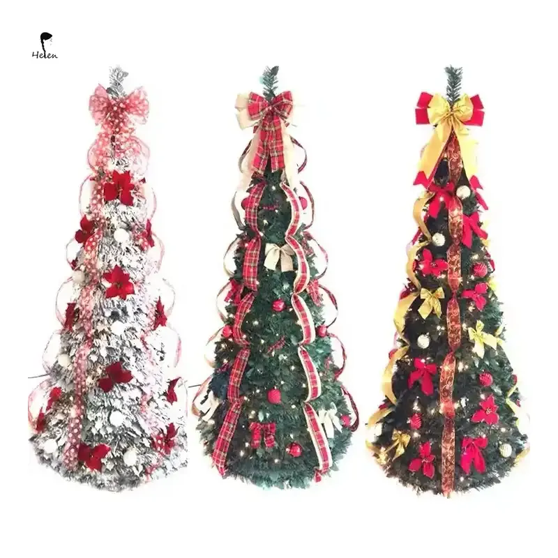 شجرة عيد الميلاد لولبية عالية الجودة قابلة للطي والطول تستخدم لتزيين المولات وتزيين عيد الميلاد