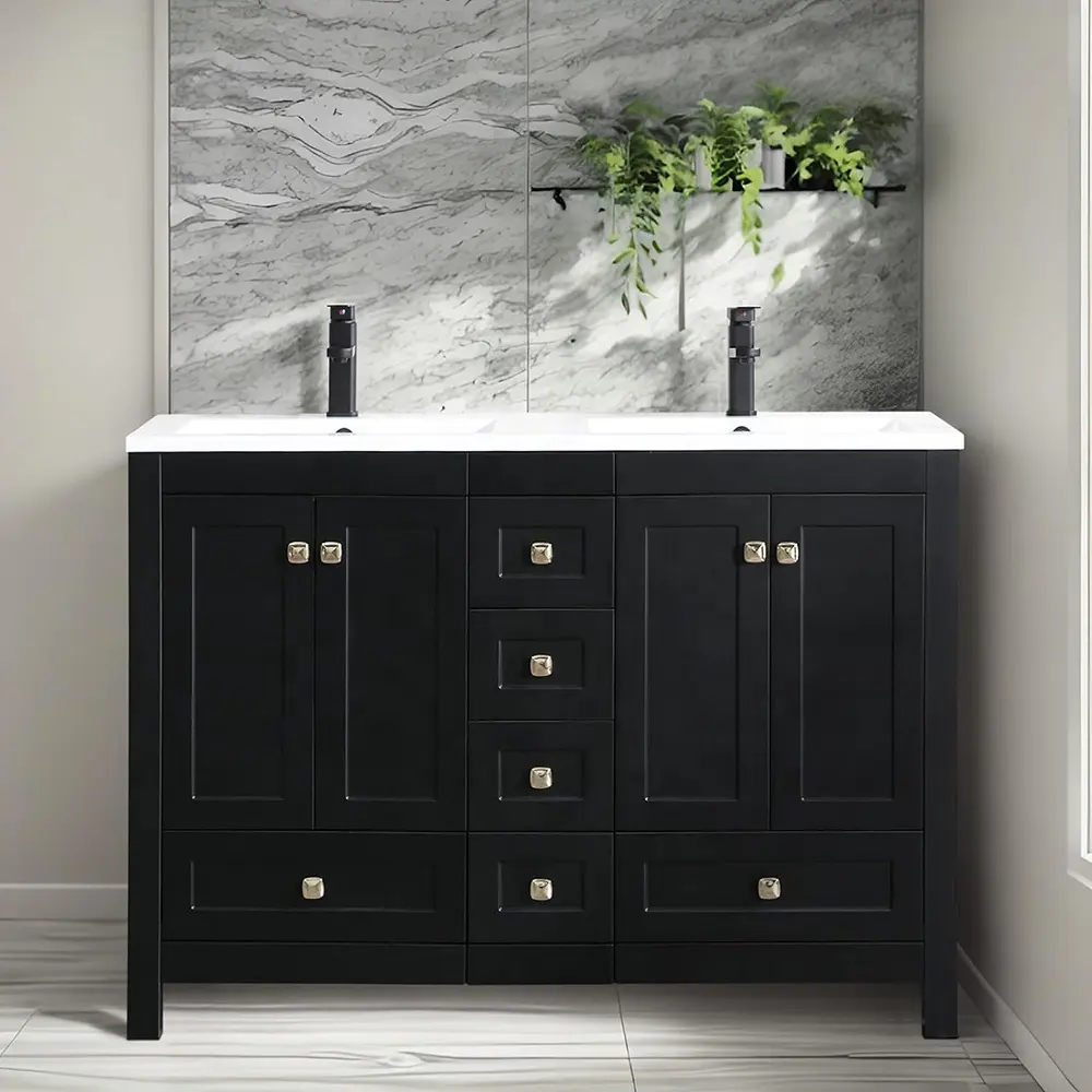 48 "đen phòng tắm vanities bồn rửa đôi Tủ lưu trữ cho phòng tắm chất lượng cao MDF phòng tắm vanities