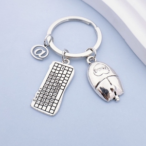 Europe and the United States Fashion Keyboard Mouse @ Headset DIY <strong>Key</strong> Chain Creative Computer Engineer Game Master <strong>Key</strong> - Product Image 5