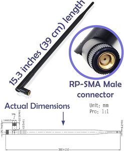 Universal 9dBi <strong>Wi</strong>-<strong>Fi</strong> 2.4G <strong>5GHz</strong> Dual-Band RP-SMA Male Antenna Extension for IP Wireless Security Camera Router - Product Image 2