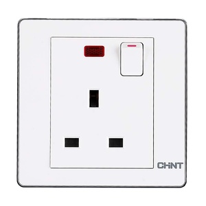 Chint 1-ギャング3ピン13A英国ソケット小さなボタンスイッチとインジケータライト - Product Image 1