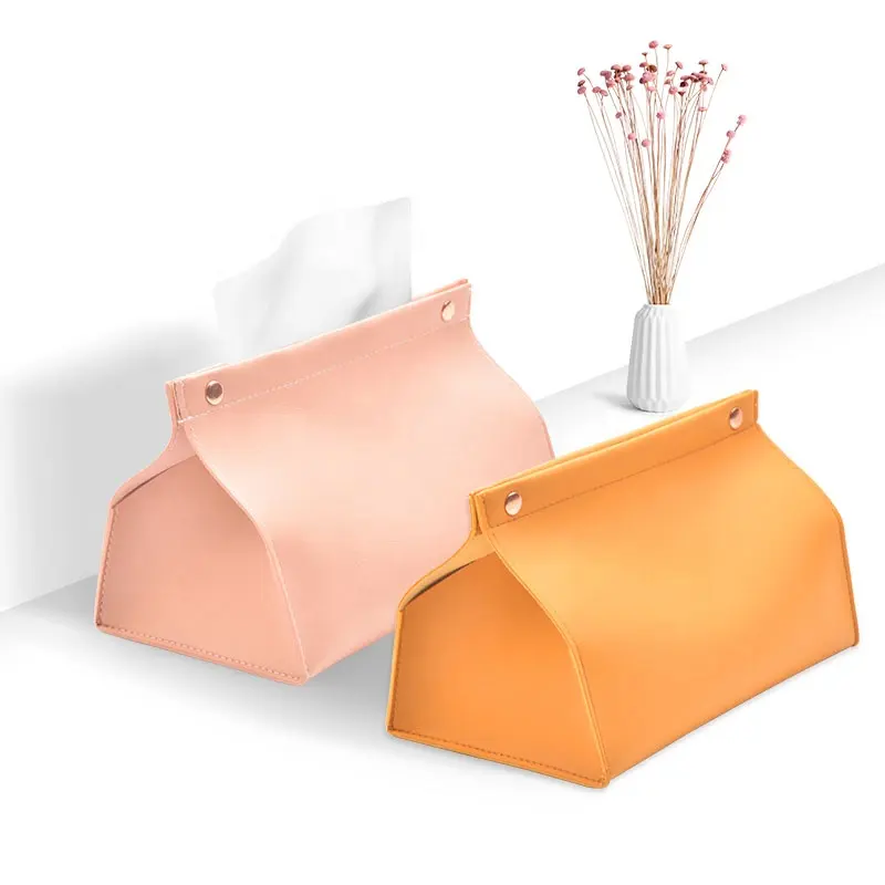 Caja de pañuelos sencilla con diseño personalizado, contenedor elegante de cuero PU para servilletas y papel, soporte de pañuelos de mesa