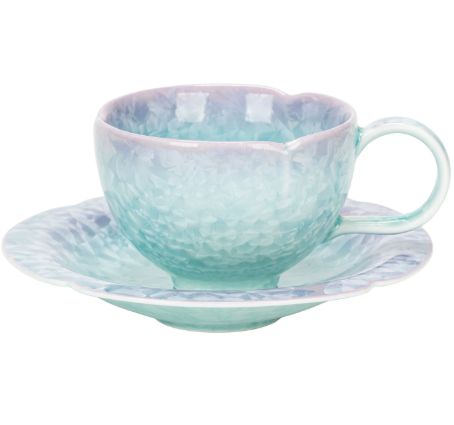 Tasse à café à bouche de fleur en glaçure de cristal, violet vert, 170ml