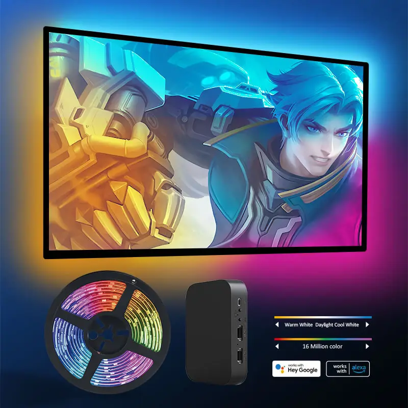 Banqcn 12V akıllı TV şerit ev ışık HDMI sync kutusu ile wifi RGBIC RGB müzik ritim modelleri TV oyun odası için dinamik model