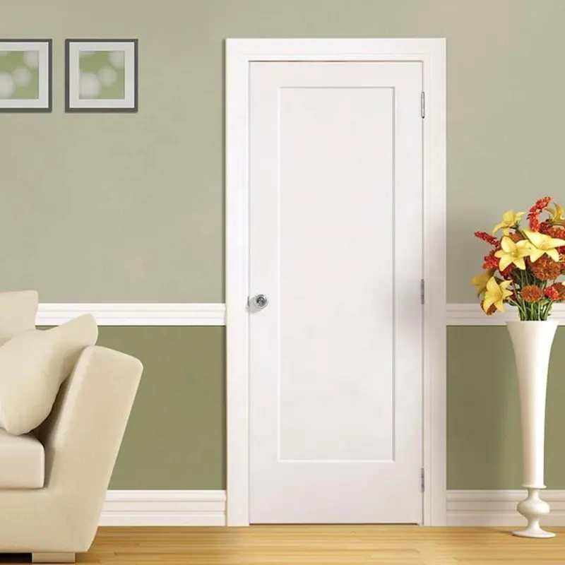 Pintu Internal Kayu Prehung HDF, Primer Putih Cetakan Pintu dengan Bingkai Pintu Harga Murah