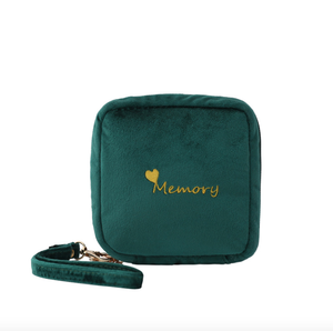 <strong>2025</strong> High Quality Green Velvet Mini Makeup <strong>Pouch</strong> with Embroidery Nylon Zipper Closure Quality Logo and Letter Patterned PC Bag - Product Image 2