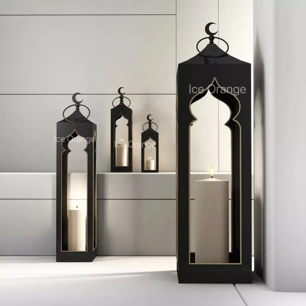 Lanterna per finestra Masjid in metallo di diverse dimensioni personalizzata per la decorazione domestica del Ramadan