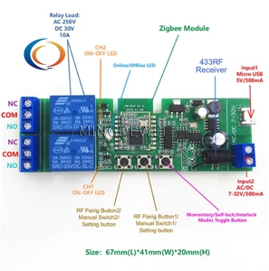 Módulo de interruptor de relé inteligente Zigbee eWelink 1-4 canales AC/DC 7-32V USB RF/APP Control remoto inalámbrico Smart Home Work con Alexa - Product Image 4