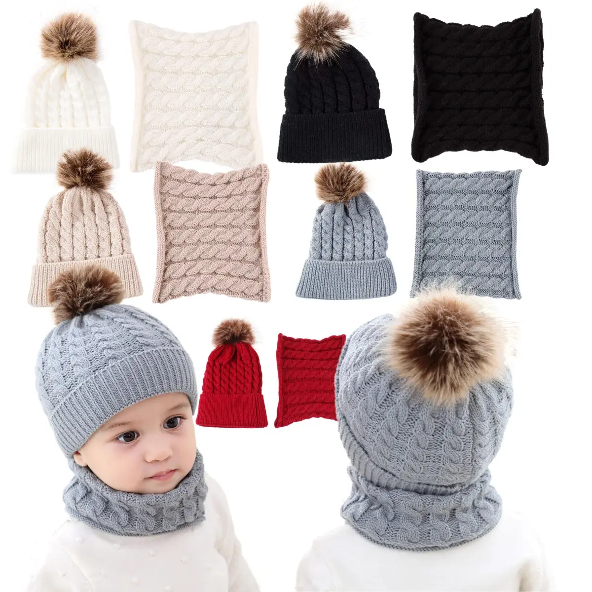 Yiwu Yiyuan gorro de ropa para niños niño bebé niños sombreros de invierno niños gorros cálidos de punto gorro de invierno Bebé niños babero traje