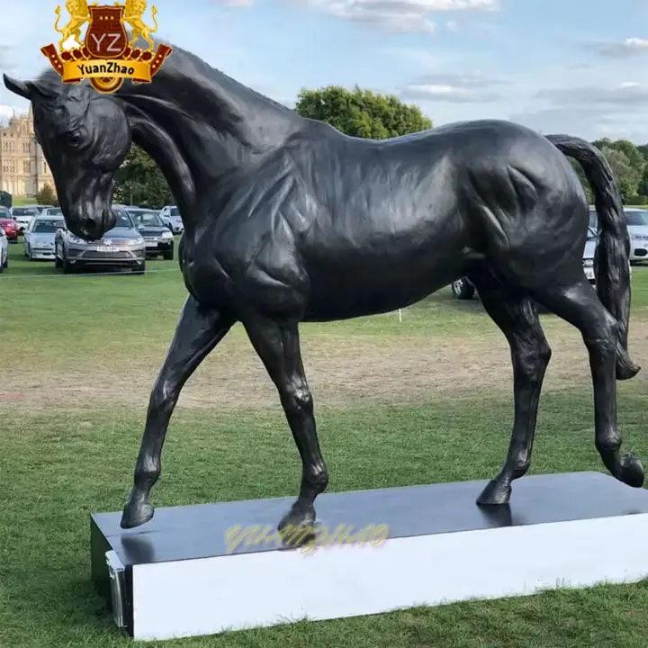 Decoración al aire libre Metal artesanía Animal caballo escultura Jardín de pie tamaño real corriendo caballo bronce estatuas