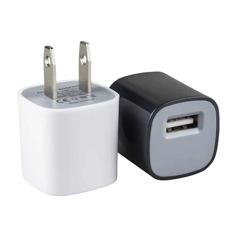 공장 가격 뜨거운 판매 USB 플러그 큐브 5V 1A USB A 포트 벽 휴대용 여행 5W 충전기 휴대 전화 충전기 어댑터