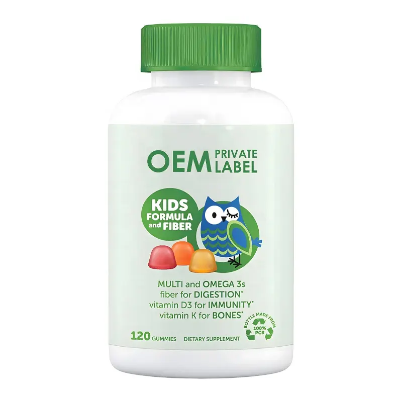 Le gummie multivitaminiche e Fiber promuovono la salute dell'apparato digerente vitamina K D3 B Omega 3 olio di pesce per bambini vitamine con Fiber integratori di Gummies