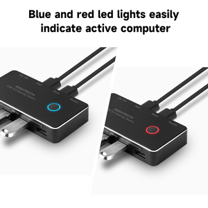 RSHTECH USB 3.0开关铝制USB KVM开关选择器，带4个USB 3.0端口3.5毫米音频插孔2台计算机共享5个设备