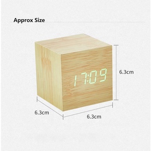 Reloj despertador digital de madera para niños, minicubo moderno de escritorio con pantalla de hora, fecha y temperatura para dormitorio y hogar - Product Image 3