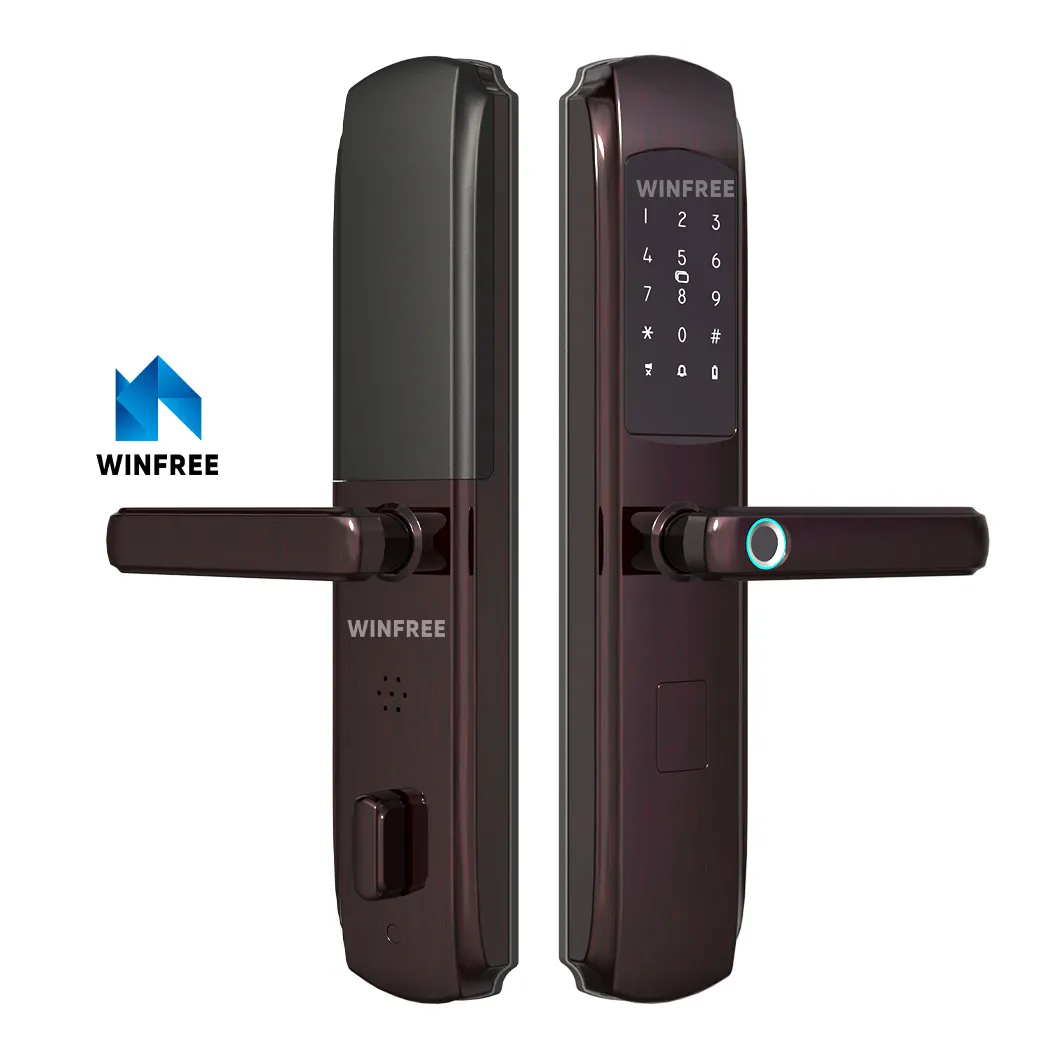 WINFREE Smart Lock Fingerprint Access Passcode Card Door Lock TTLock Control for Security Aluminum Door