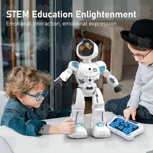 KW Fernbedienung Roboters pielzeug für Kinder, programmier bare RC Smart Roboter mit Musik demo und LED-Ausdrucks funktion - Product Image 3
