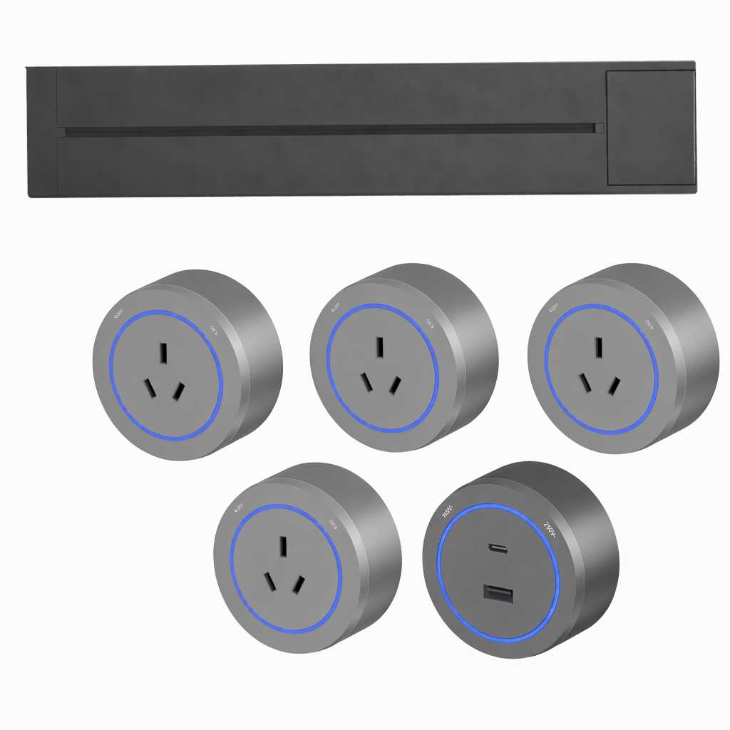 Rail gris de 50 cm avec adaptateur 4+1
