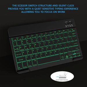 Teclado Bluetooth retroiluminado, Pequeño, portátil, externo, inalámbrico, recargable, iluminado, para tableta Android