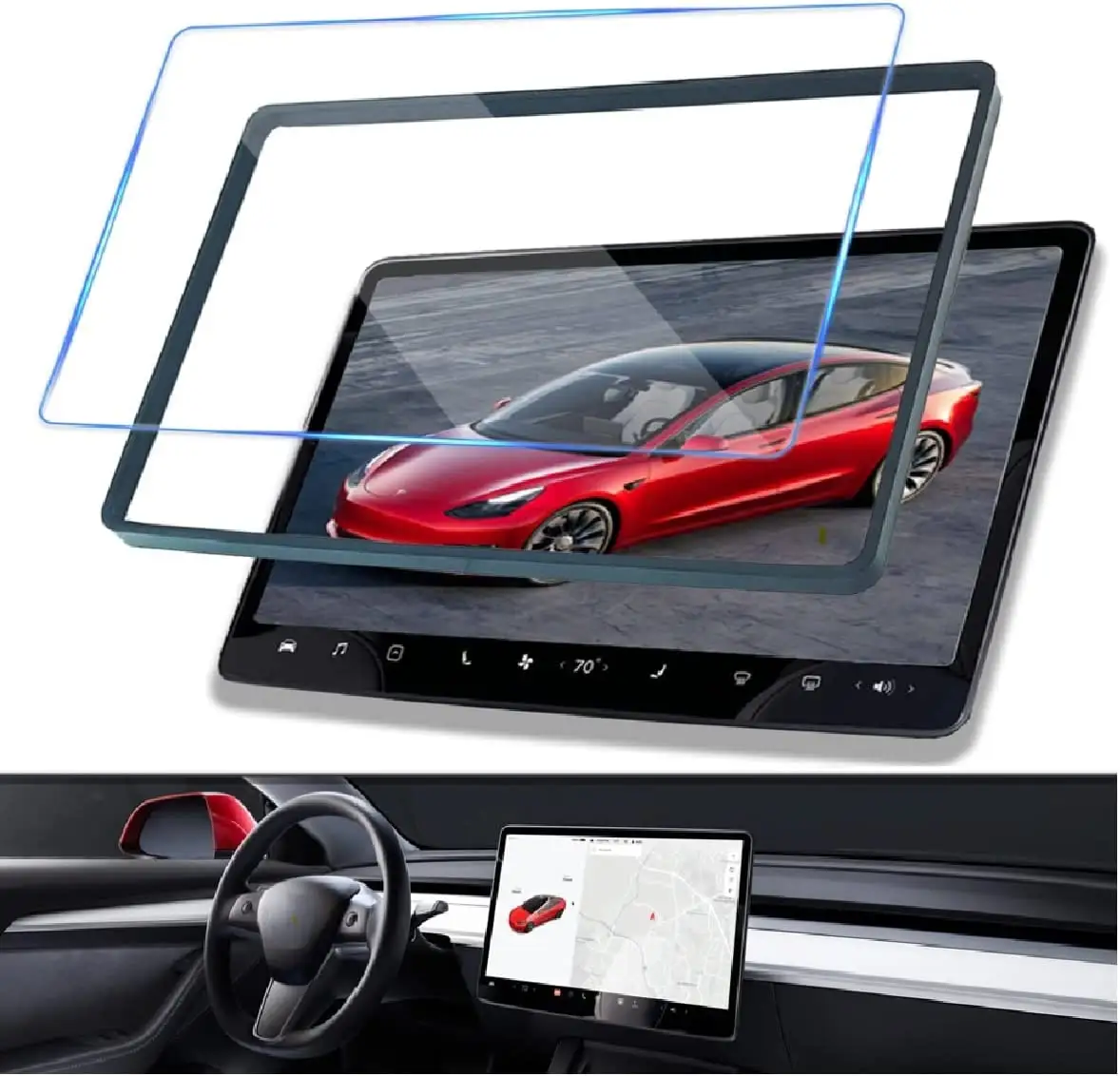 Hd Clear 0.33Mm Car Dashboard Navigation Touch Screen Protector Anti-glare Tempered Glass Protective Film For Tesla Model 3 X Y