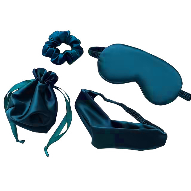 Ensemble 4 pièces - Sac de rangement vert foncé - Élastique à cheveux - Anneau pour cheveux