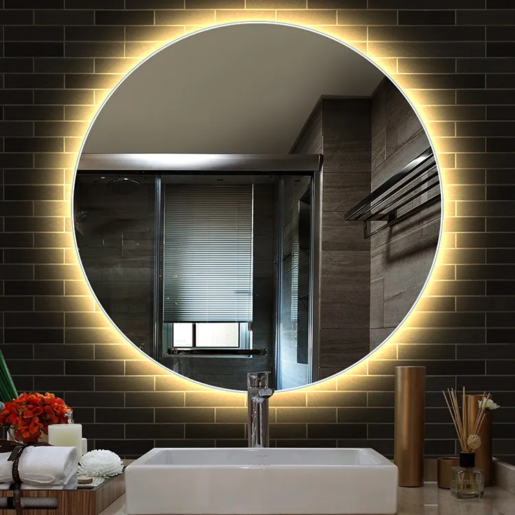 Espelho decorativo de parede redondo, tamanho grande, para quarto e banheiro, lua