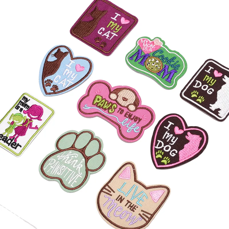 Set of 9 PCS Funny Paw Patches Cat Claw Iron on 3D Embroidery Patches for DIY Clothing Decoration Bag Decoration