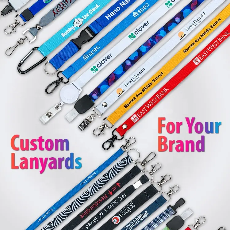 No Moq Custom Großhandel gewebte Nylon Sublimation Halsband Schlüssel bund Lan yards mit Logo Custom Polyester Lanyard
