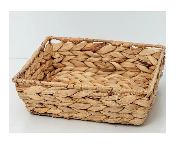 Hộ Gia Đình Thiết Yếu ML-4002 Nước Cao Lục Bình Wicker Basket Với Xử Lý | Tự Nhiên, Nâu, Tự Nhiên